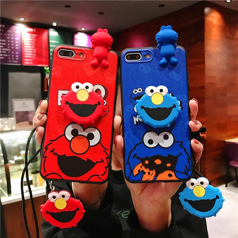 Ốp lưng hình Elmo và Cookie Monster cho điện thoại iphone 6/ 6s/ 7 /8 /Plus /X/ Xs/ XR/ XsMax