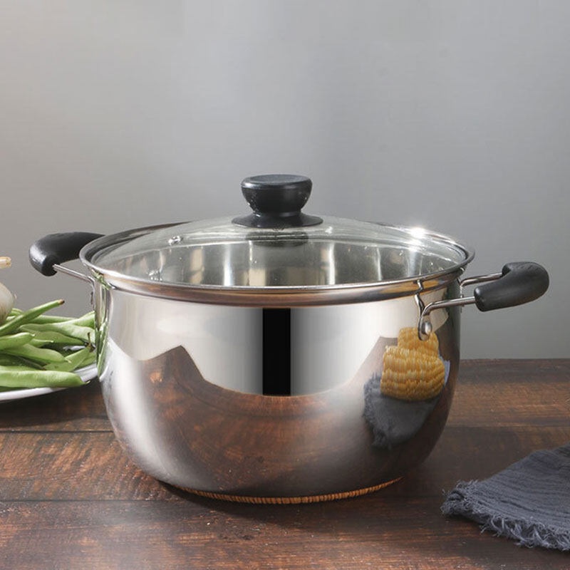 KAIMEIDI Nồi xửng hấp dày, nồi nấu súp inox, nồi sữa nhỏ nấu mì, dùng được trên bếp từ và gas