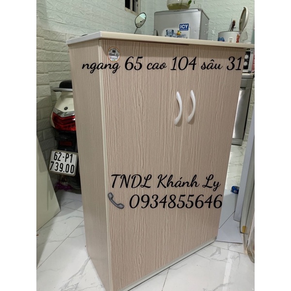 Tủ giày dép 2 cánh 6 tầng nhựa đài loan vân gỗ nhạt 65x104(TPHCM)