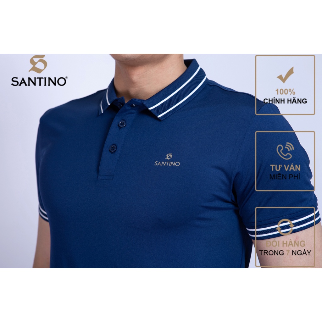 Áo Polo thể thao nam Vải Cá Sấu SANTINO co giãn 4 chiều, form ôm nhẹ, thấm hút mồ hôi, kháng tia UV  - B861