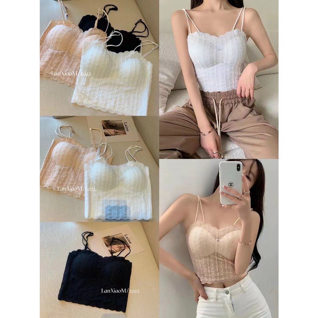 Mẫu mới, #Áo 2 dây, #bra dây kép kèm đệm phong cách Hàn Quốc siêu xinh