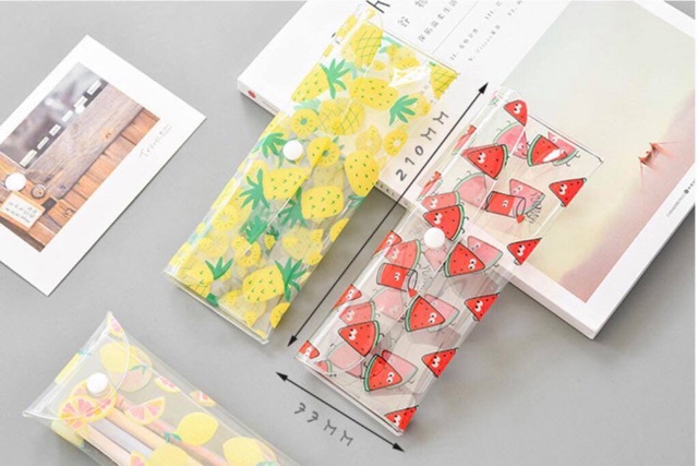 Túi bút trong suốt hình hoa quả