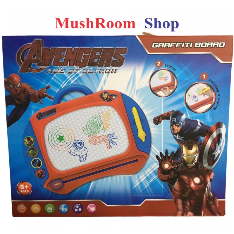 Bảng Vẽ Từ Tự Xoá Thông Minh 4 Màu Siêu Anh Hùng Avengers Cho Bé Trai