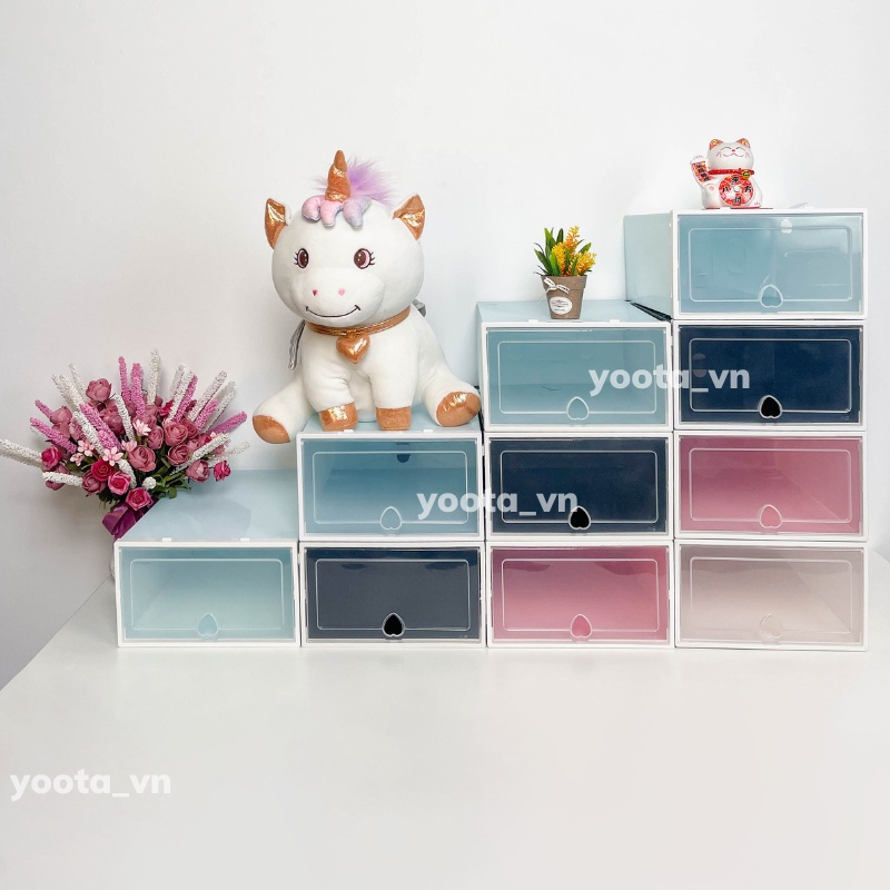 Combo 10 Hộp Đựng Giày Mica Cứng Trong Suốt Đa Năng