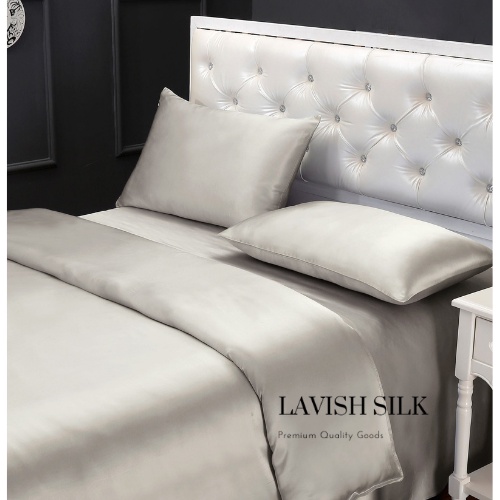 Trọn Bộ Chăn Ga Gối Phi Lụa Lavish Silk Cao Cấp Mát Lạnh Hàng Loại 1 Không Nối Vải -Bạc Kim