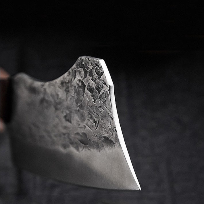 Dao Bếp Chặt Xương Cao Cấp AKATSUKI Nhật Bản Nặng 500G Họa Tiết Vân Búa Thép Nguyên Khối Chống Gỉ 5Cr15Mov