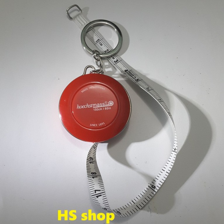 Thước dây móc chìa khóa HoechstMass của Đức 150cm (Đỏ) nút bấm tự thu dây - Nhỏ gọn, tiện lợi, bền, đẹp -NPP HS shop