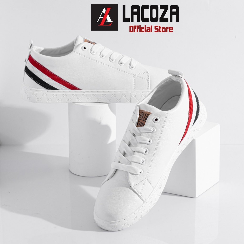 Giày nam thể thao sneaker LACOZA trắng đẹp cho học sinh đi học đi làm cao cấp Mã G3L-1