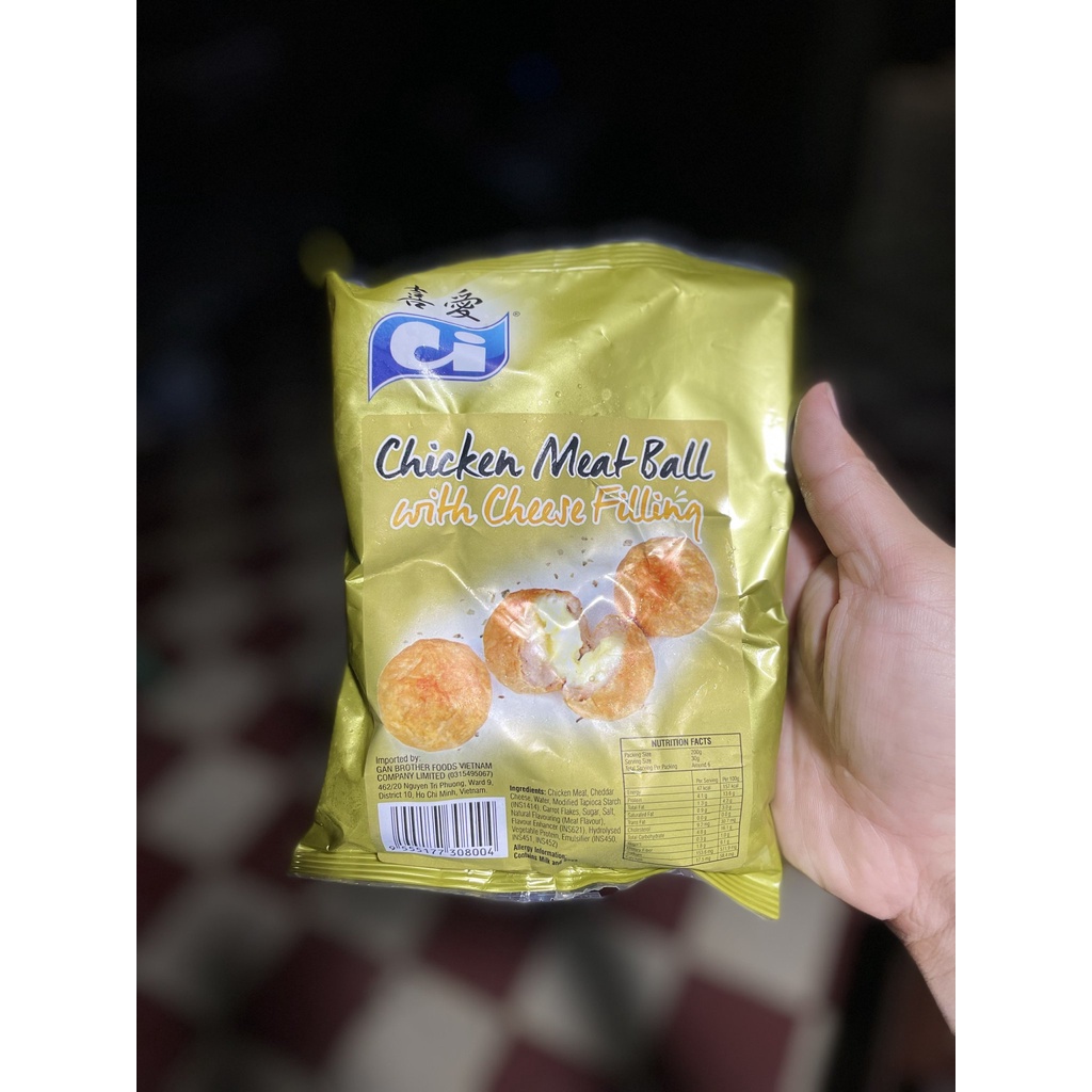 Gà viên nhânphô mai (Chicken meat ball with chese filling) hiệu CI gói 200g (hàng Malaysia)_chỉ giao tại tp. HCM
