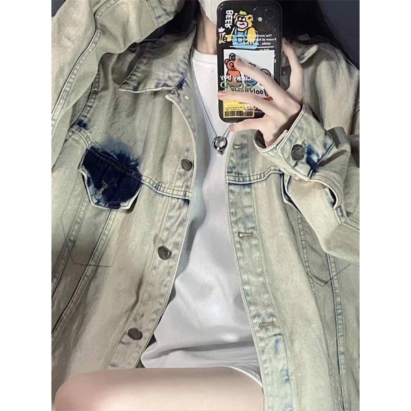 TKLIHN Áo khoác JEANS ulzzang loang màu BẠC MÀU fashionita 2022