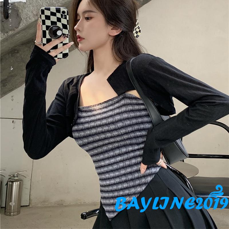 Áo croptop hai dây họa tiết răng cưa gợi cảm cho nữ