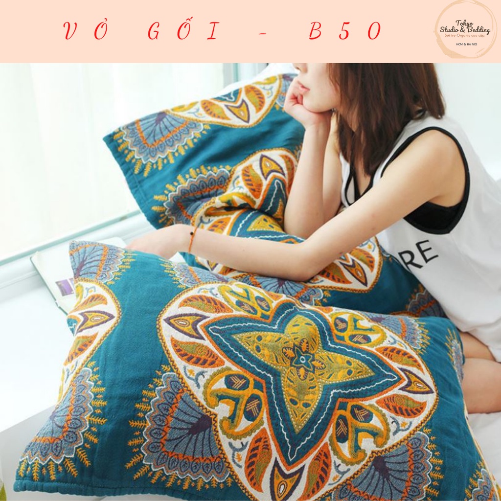TH Vỏ Gối vải Xô Cotton Sợi tre Organic_Dòng Cao cấp