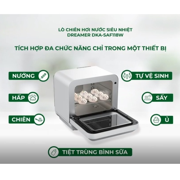 Nồi chiên hơi nước Dreamer DKA-SAF118W 18 lít với 14 chức năng nấu kết hợp, bảo hành 12 tháng
