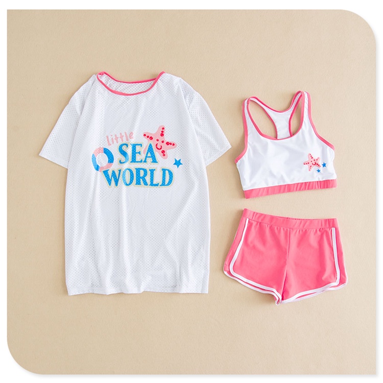 Đồ bơi bé gái Set 3 chi tiết, bộ bơi cho trẻ em từ 2 đến 12 tuổi, size đại 46kg bikini SEA