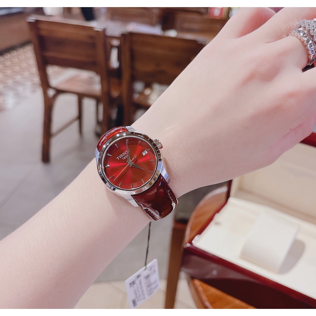 Đồng hồ nữ chính hãng Tissot T035.210.16.371.01 - máy quartz pin Thụy Sĩ - Kính Sapphire - Dây da
