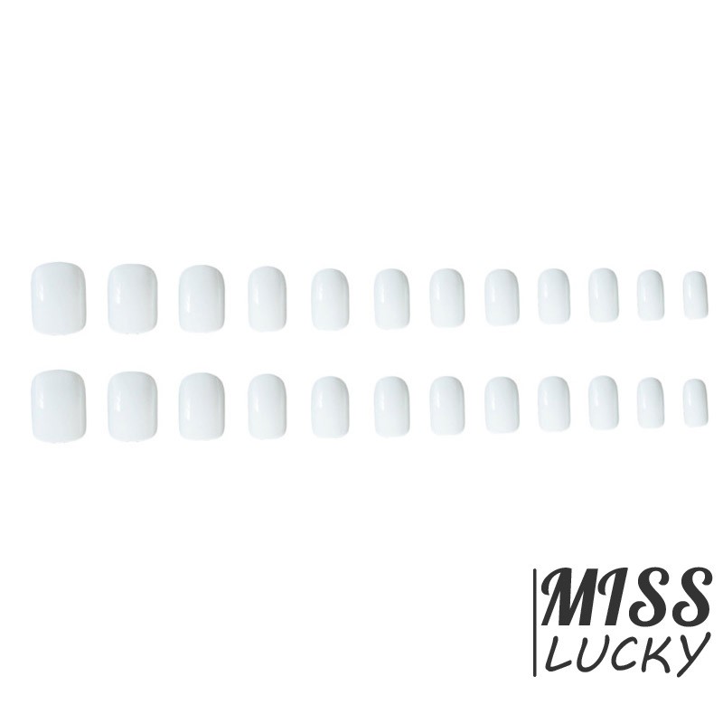 ❤HHN-VN New 24pcs False Nails Pure White  Short Paragraph Round Square Head Comfortable False Nail N