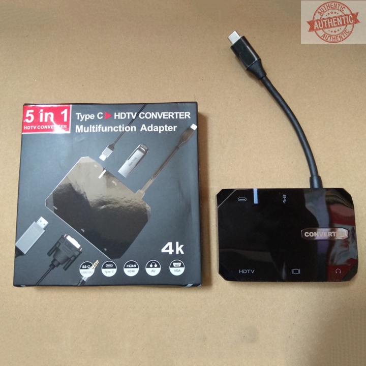 Thiết bị mở rộng USB type-C sang HDMI, VGA/ Hub USB 3.0 hỗ trợ sạc USB-C 50209 - 5in1-AV 30hz + Cáp HDMI 4K dài 1m