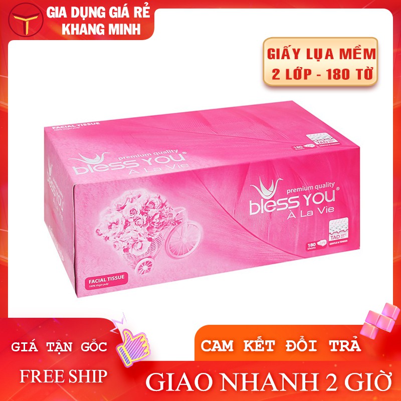 Khăn Giấy Lụa Hộp Bless You 2 Lớp Cao Cấp 180 Tờ