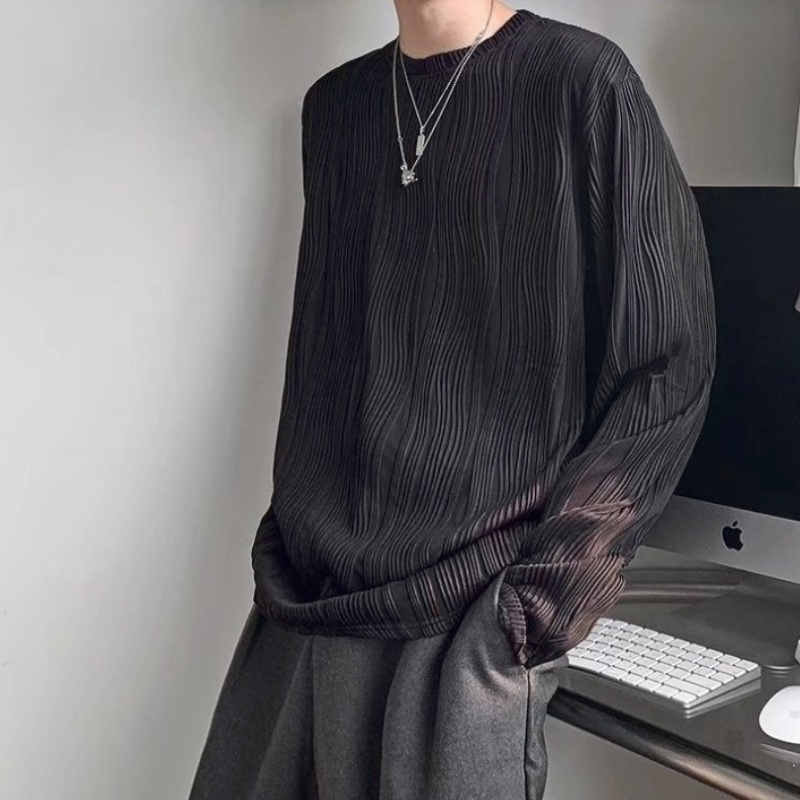 Áo thun tay dài cổ tròn màu trơn phong cách Hàn Quốc thời trang cho nam và nữ