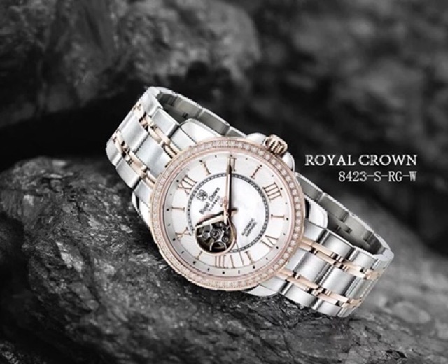 Đồng hồ nam Chính Hãng Royal Crown 8426ST-RG (Automatic) dây thép vỏ vàng hồng