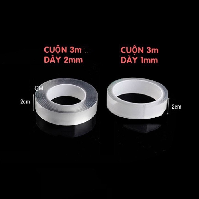 Băng keo dán dính trắng và hai, 2 mặt đa năng trong suốt 3m Dày 1mm 2mm siêu dính supercheap- Kanta store