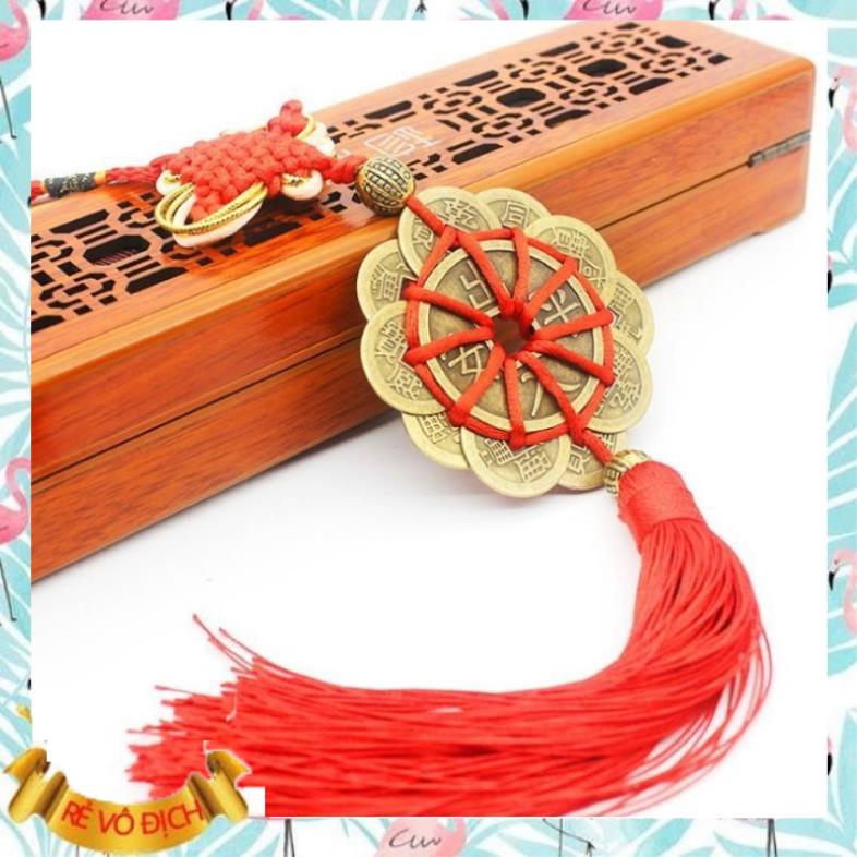 Dây  Đồng xu đồng hoa mai thập toàn phong thủy 10 cánh rời may mắn ...