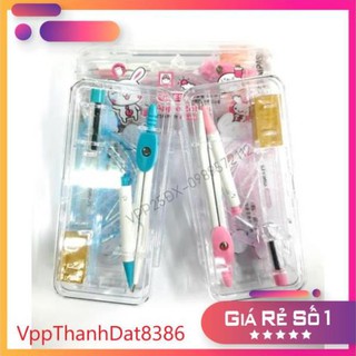(Sale) (hộp nhựa) Bộ eke - thước kẻ - compa 9001