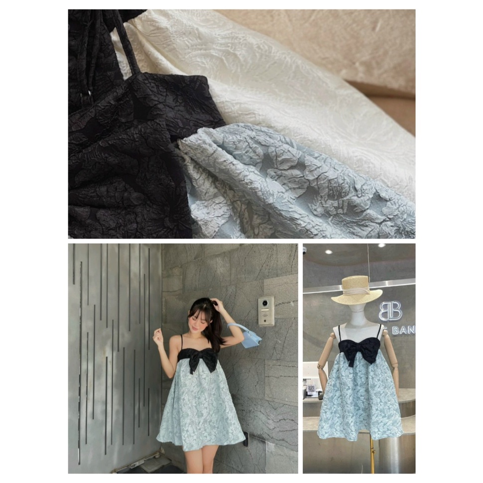 Đầm 2 dây Baby Doll chất vải Xốp Hoa dày dặn không lộ bao test Shop Cam Kết Hàng Y Hình + Clip Chính Chủ