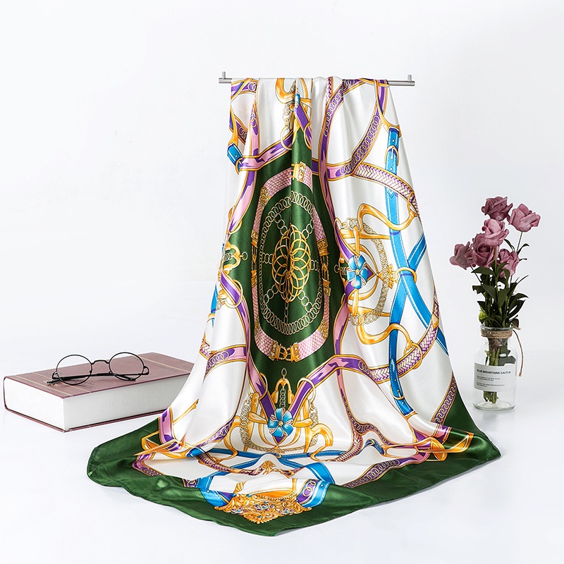 Khăn Choàng Lụa Satin Hình Vuông 90cm(35.4inch) Thoáng Khí Thời Trang WJ1001-15