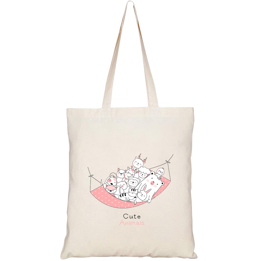 Túi vải tote canvas HTFashion in hình cute animals cartoon style HT191