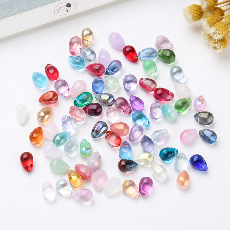 1 Bộ 10 Hạt Pha Lê Hình Giọt Nước Nhiều Màu 6 * 9mm Làm Đồ Thủ Công diy