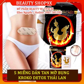 (Chính Hãng) 5 Miếng Dán Tan Mỡ Bụng Kroko Detox Thái Lan