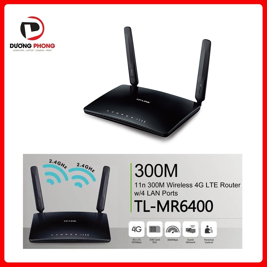 Bộ phát wifi 4G TP-Link TL-MR6400 300Mbps, Khe sim 3G/4G - BH24 Tháng