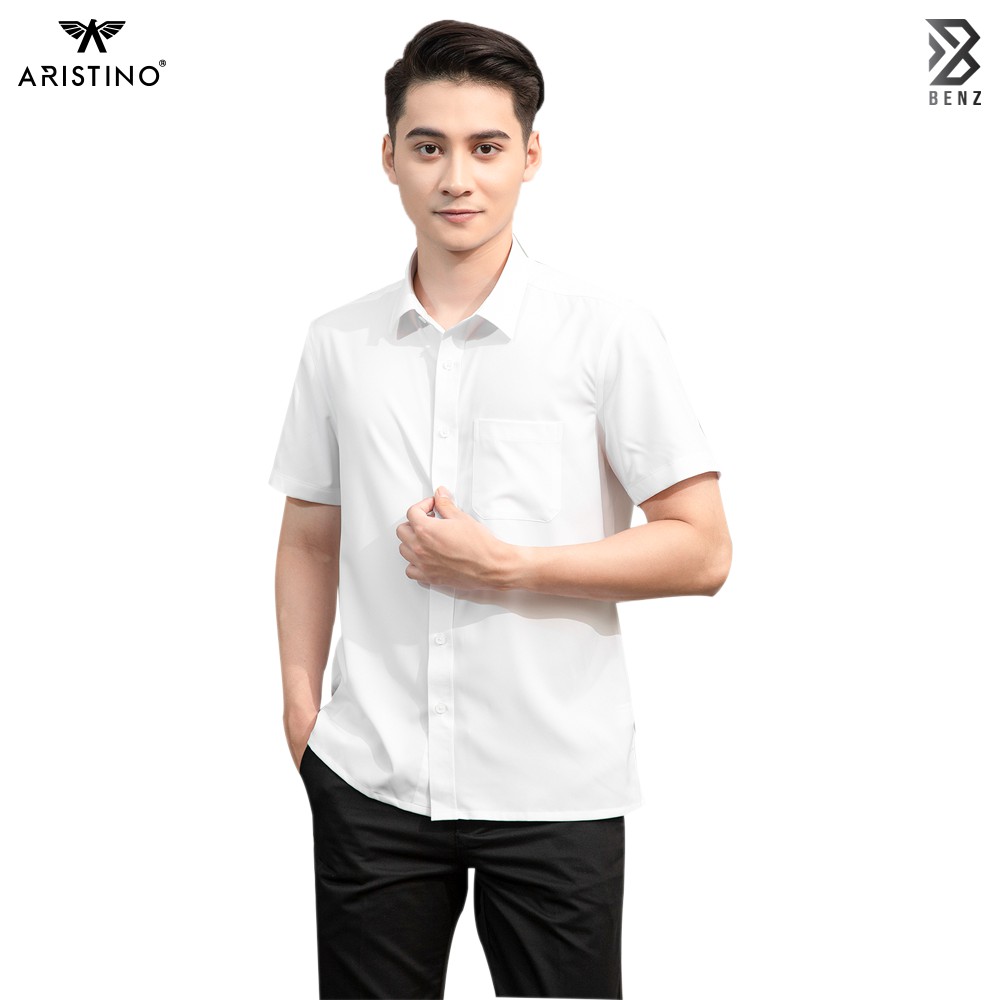 Áo Sơ Mi Ngắn Tay Nam Aristino Benzmen, Form Dáng Perfect Fit Thoải Mái, Có Túi Ngực, Chất Liệu Bamboo Tự Nhiên Assr01.