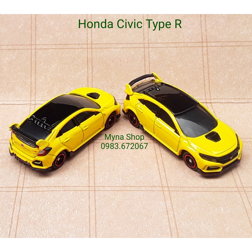 Đồ chơi mô hình tĩnh xe Tomica, Honda Civic Type R (vàng) chính hãng, sealed full box, tặng hộp PVC