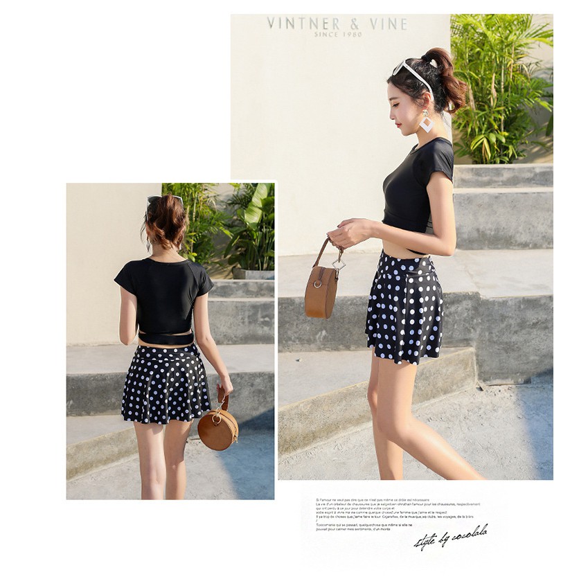 Đồ bơi 2 mảnh quần váy chấm bi M19261