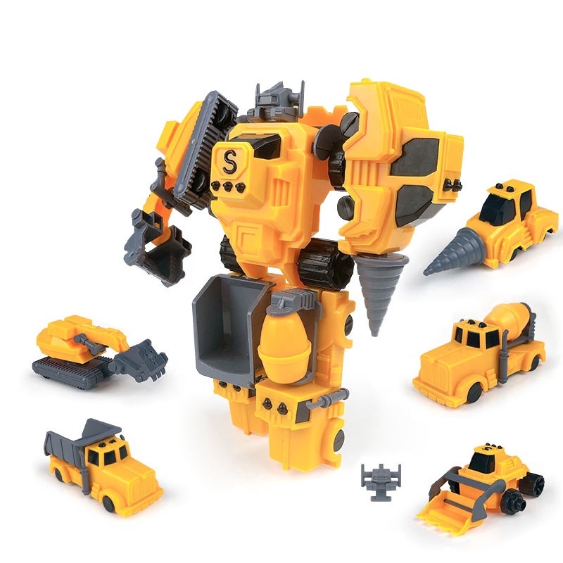 5 Xe Mô Hình Xe Công Trình Biến Hình Robot Đồ Chơi Cho Bé Trai