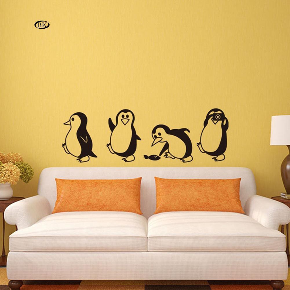 Bình Nước BK Kiểu Dáng Đơn Giản Hiện Đại✿Decal dán tường Tự Dính Họa Tiết Chim Cánh Cụt Hoạt Hình Dễ Thương Để Trang Trí Phòng Bé