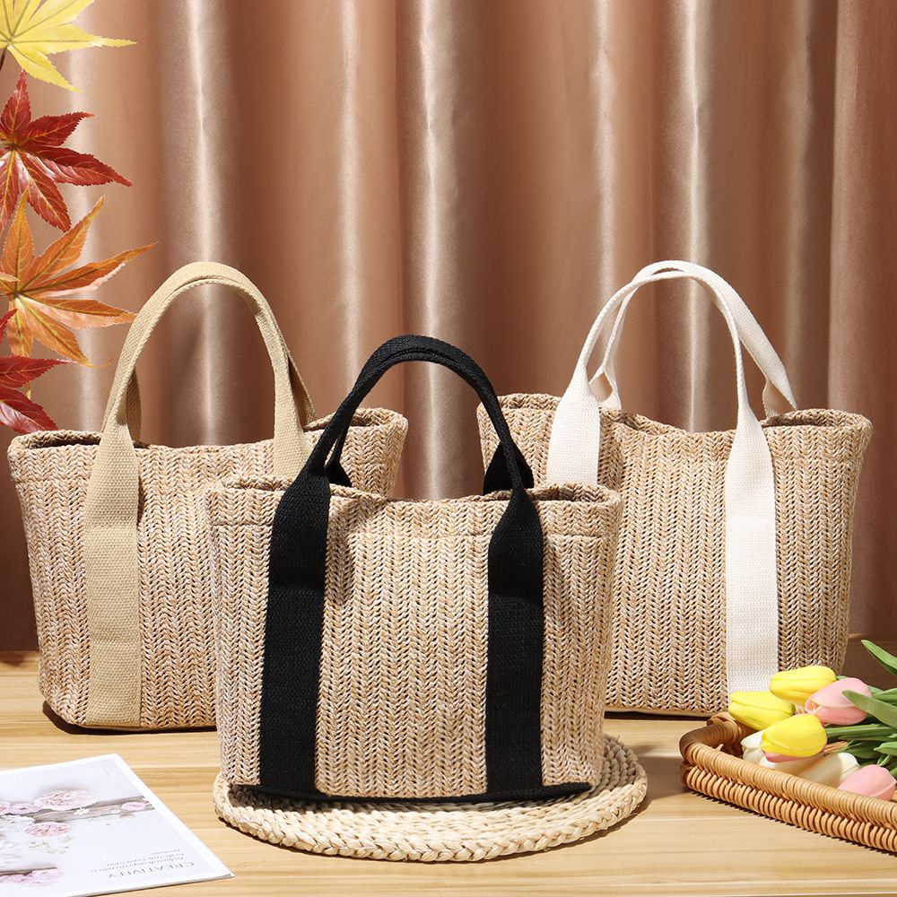 Túi xách tay và đeo vai MIHAN1 bằng rơm nhiều màu sắc thời trang cho nữ