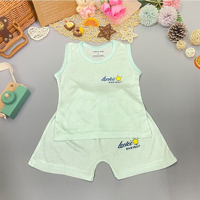 Bộ ba lỗ bé trai , bé gái sơ sinh vải thông hơi sợi tre mềm mát thoáng khí _ B43