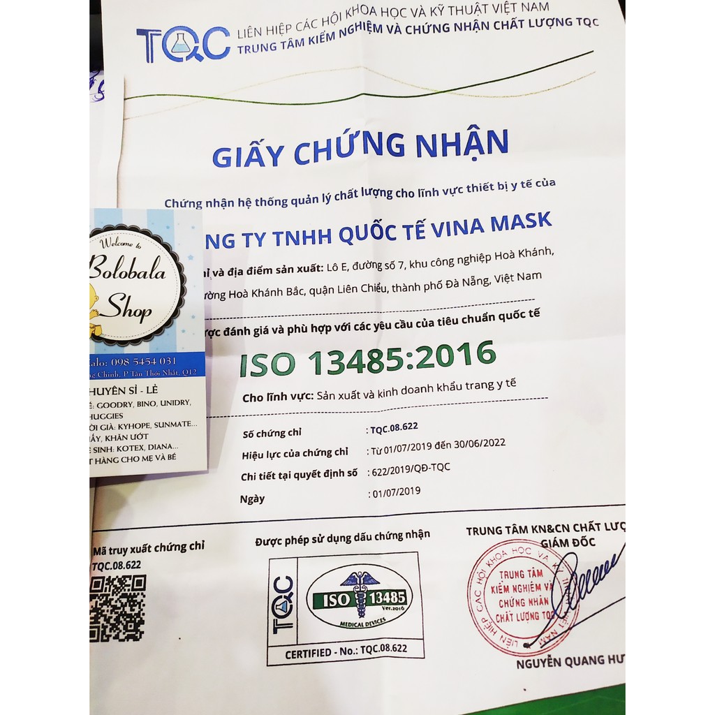 Khẩu trang y tế Vina Mask 3 lớp cao cấp trắng mịn chuẩn Nhật - hàng mẫu