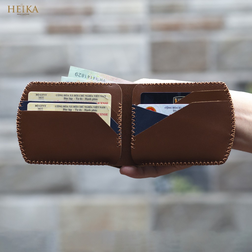 Ví nam LEON da bò sáp thương hiệu HEIKA [Bảo hành 5 năm]