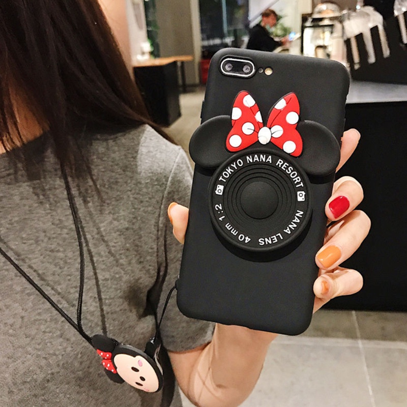 Ốp điện thoại Tpu mềm có gương hình Mickey Minnie thích hợp cho Iphone 6 6s 7 8 Plus Se 2020 X Xr Xs Max 11 12 Pro Max