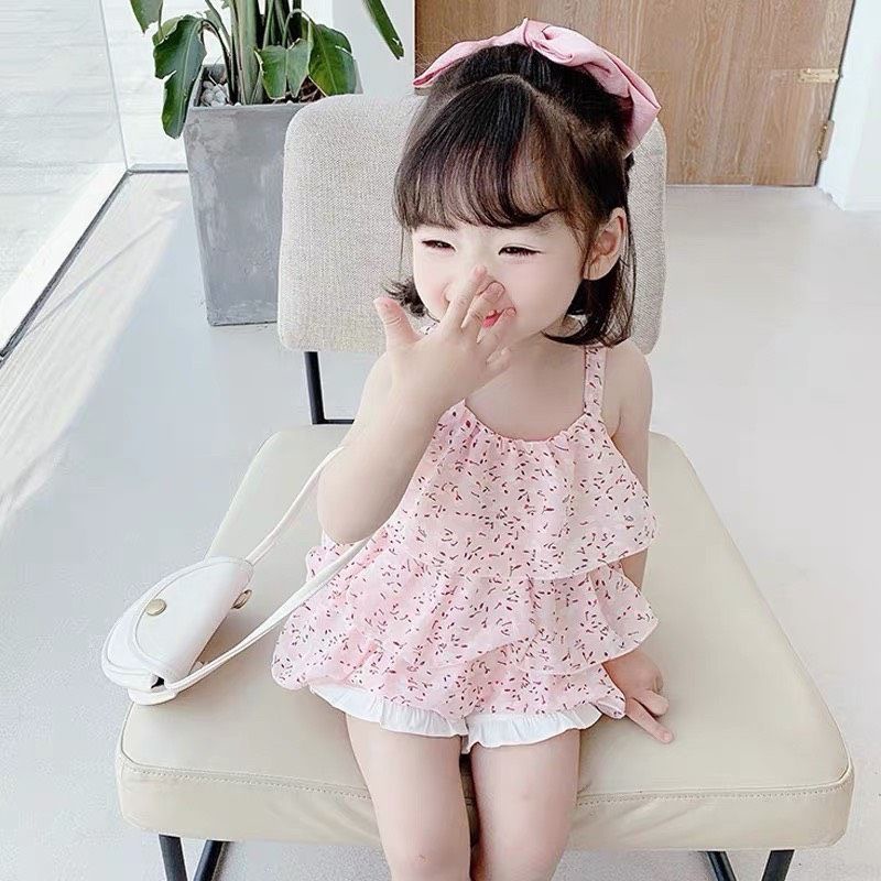BỘ HAI DÂY BA TẦNG MẶC HÈ CHO BÉ GÁI 1 ĐẾN 5 TUỔI