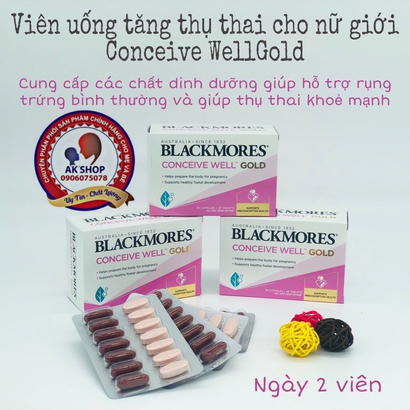 Tăng thụ thai Blackmores Conceive Wellgold 60v hàng chính hãng