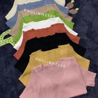 MS230 Áo len tăm cổ tim cộc tay (hàng Quảng Châu)