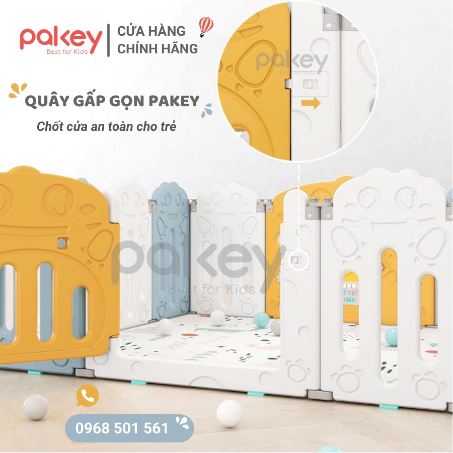 Quây cũi nhựa gấp gọn Pakey Khủng Long, quây cũi nhựa cho bé nhựa nguyên sinh an toàn