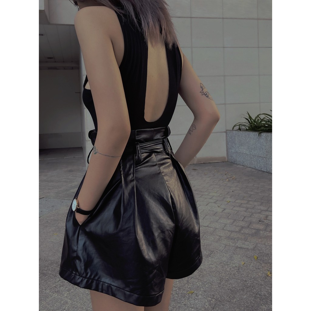 Là min - Quần Da High-rise Leather Shorts