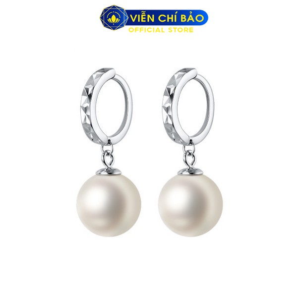 Bông tai bạc nữ hạt châu khóa tròn chất liệu bạc 925 thời trang phụ kiện trang sức Viễn Chí Bảo B400722