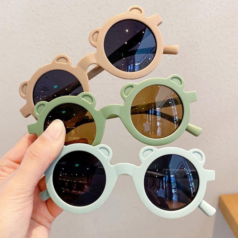 Kính trẻ em - Kính mắt râm Gọng tròn tai Gấu chống tia UV cho bé trai bé gái từ 1-6 tuổi